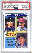 1984 Topps NOLAN RYAN, STEVE CARLTON & PERRY Signed Auto Graded PSA/DNA 9 SLAB