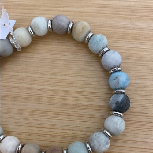 Ganz Natural Stone Beaded Bracelet with Silver “E” Charm - Picture 3 of 8