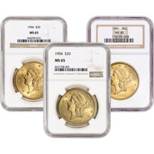 US Gold $20 Liberty Head Double Eagle - NGC MS65 - Random Date and Label