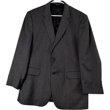 Jos A Bank Men s 42R Gray Pinstripe 100 Wool 2 PC Suit Cuffed Pants 36 X 31