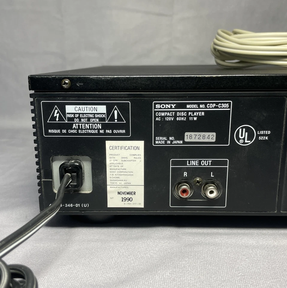 Sony CDP-C305 5-Disc CD Changer 4x Oversampling Digital Filter Black Tested - Image 4 of 4