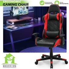 Red Leather Ergonomic Racing Gaming Chair Office Adjustable Computer Swivel Seat