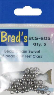 Brad's Fishing Package of 5 Bead Chain Swivels 80lb Test Choice of 4 or 6 Bead