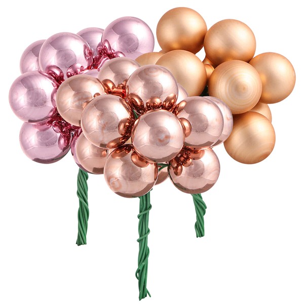 Spiegelbeeren Apricot Rosa Glaskugeln Ø20Mm Am Draht, 140 Stk - Weihnachtsdeko-image