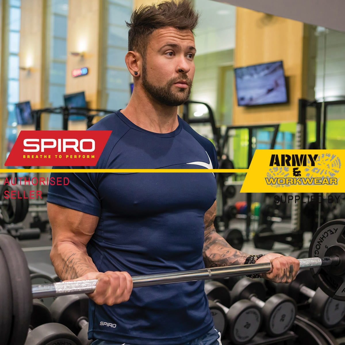 Spiro Men's Sports Performance Training Shirt - Cool Dry Fabric, Moisture Wicking & Lightweight