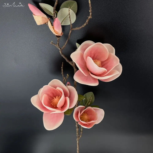 Luxury Big Fall Magnolia Branch Silk Artificial Flowers Home Decor Flores Decor - Picture 9 of 23