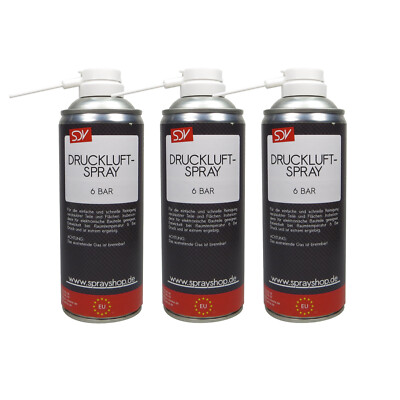 DRUCKLUFTSPRAY 3x 400 ml * 6 BAR * Air Duster Reiniger Druckluft Spray Luftspray