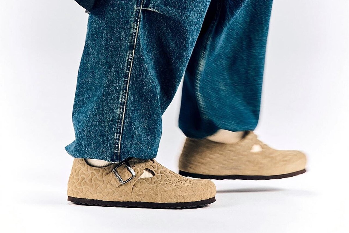 221ヒョウヘンヌ NEW BEAMS Birkenstock London Bone Pattern Suede Sz 39 EU