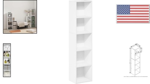 Luder Bookcase - 5-Tier Cube, White, Heavy Duty - Holds 10 lbs/shelf - 1.0 count - Picture 2 of 9