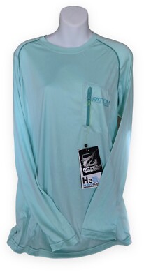 FATHOM Offshore NWT Light Blue Men's Hydro Cool Bull Run Pullover Shirt Sz. L