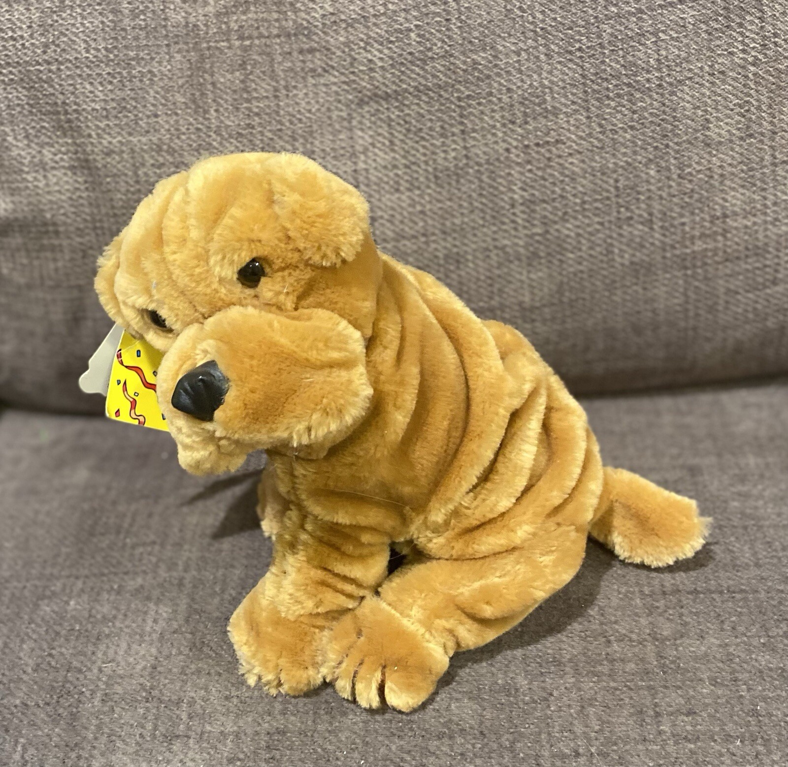 New Old Stock 1985 Vintage Shar Pei Plush Dog Display Piece With Original Tags