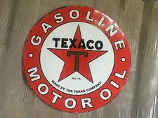 PORCELAIN TEXACO GASOLINE ENAMEL SIGN 36X36 INCHES DOUBLE SIDED