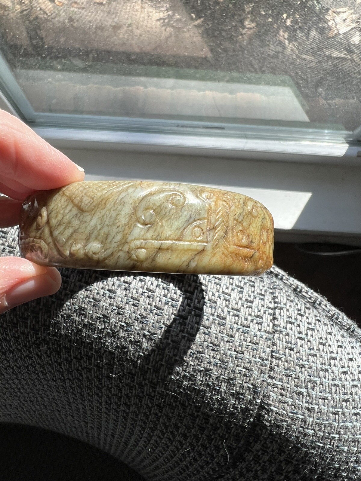 carved solid stone bangle bracelet #1 - image 6