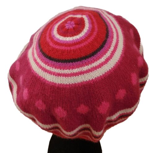 Nordstrom 100% Cashmere Beanie Rib Knit Hat Women One Size Pink Stripe Soft EUC - Picture 2 of 7