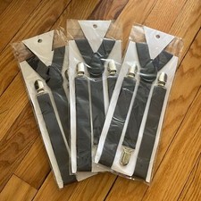 Set of 3 Elastic Adjustable Y Back Suspenders Dark Grey NWT