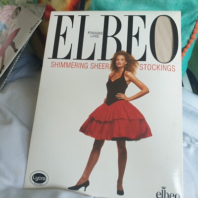 Vintage 80er Strümpfe Elbeo Gr. L Pomagne Creme Beige Schimmer