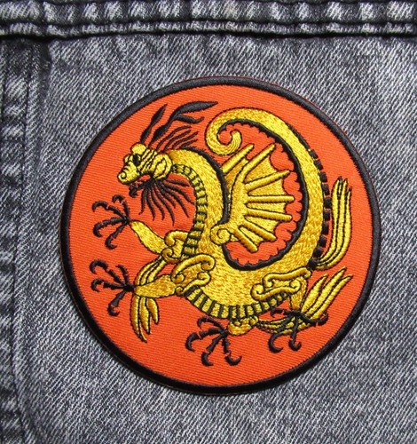 Patch écusson kung fu patche transfert Golden Dragon thermocollant medieval - Picture 5 of 7