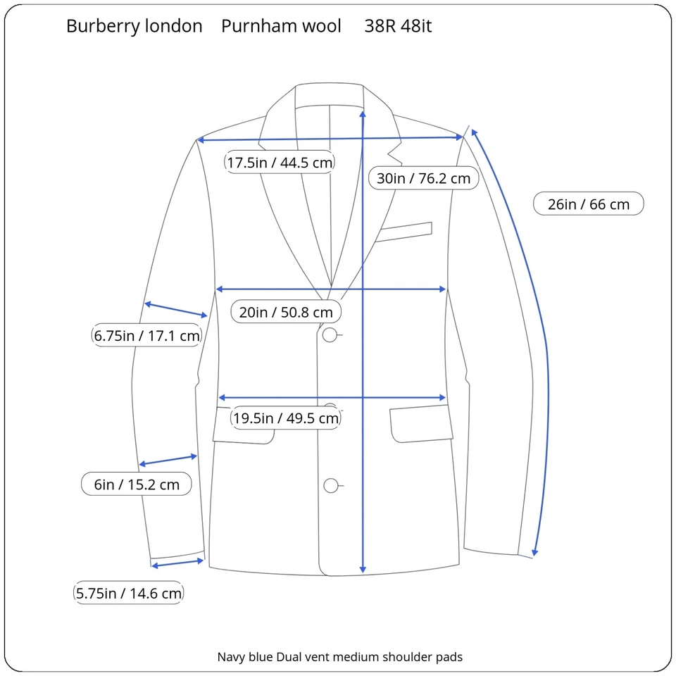 New Burberry London Blazer 38r Made In Italy Navy Blue 48it Dual Vent $1395 - Image 2 of 4