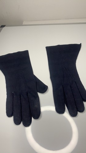 Wear Right Ladies Gloves Nuplex Suede Size 6 Dark Blue Vintage Retro - Picture 2 of 7