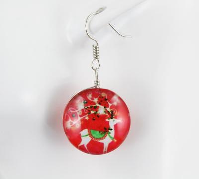 Christmas earrings reindeer red dangle earrings jewelry holiday