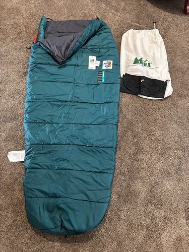 NWT REI Co-Op Syn Cat + 20° Long Green Rectangular Zip Sleeping Bag - Picture 8 of 12