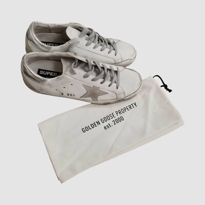 Golden Goose Women White Silver Superstar Leather Sneaker