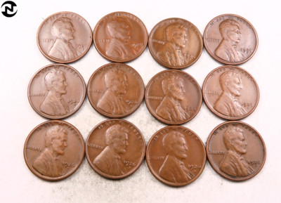12) 1926-S Lincoln Wheat Penny Cent Set/Lot ~ VF/XF+ ~ Semi-Key