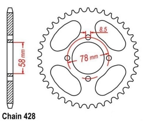 Roue à Chaîne 50 Dents Moto Suzuki RG 80 Gamma Pas 428 1990