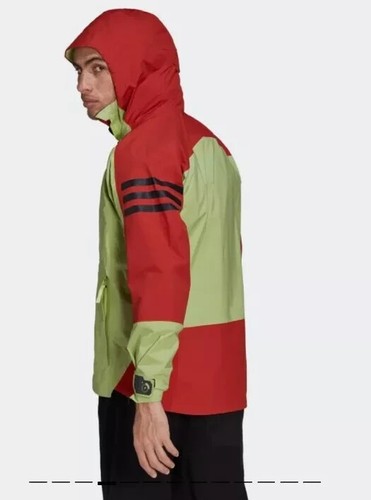 NWT Adidas $300 TERREX XPLORIC RAIN.RDY Hiking Jacket Lime Red Men's, Small - Picture 10 of 13