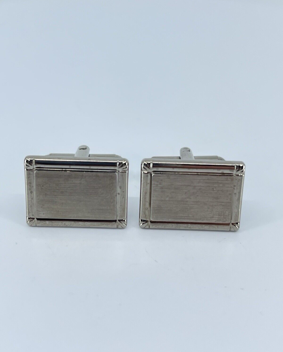 Gray rectangle cufflinks brushed and polished fra… - image 1