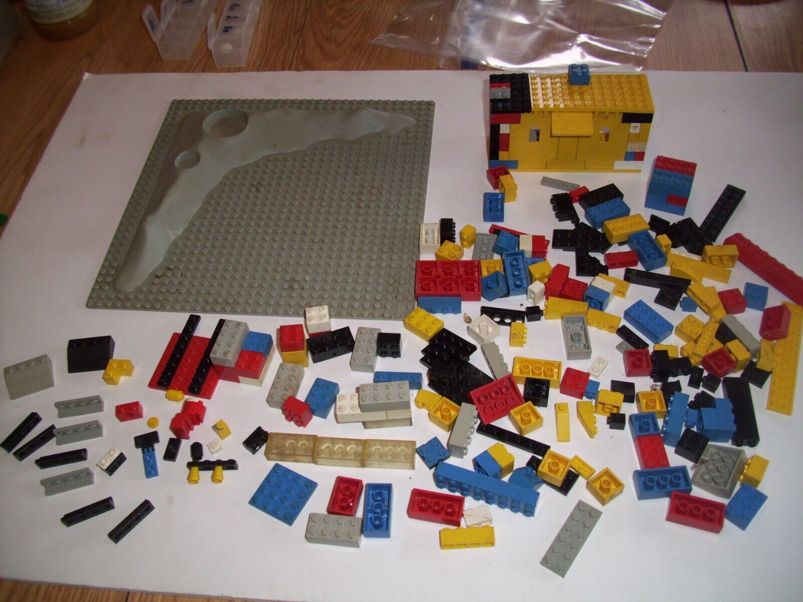 Lego Raised Base Plates 10 Inch Square Moon Crater Gray 3947 & large piece lot