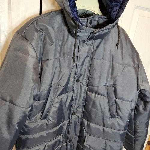 Dickies Puffer Jacket Mens M Quilted Blue Gray Zip Up Chore Winter Long Coat - Picture 2 of 13