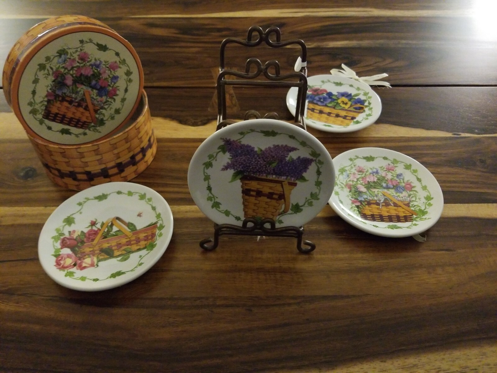 SUPER RARE & hard to find Longaberger Mini May Series Floral Plates Bonnie Rack eBay