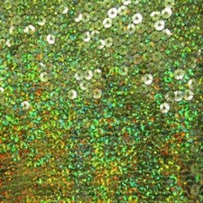 5mm Holographic Sequins on Poly Mesh Fabric Olive 2 Way Stretch/Per Yard
