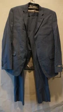 PERRY ELLIS PORTFOLIO MENS TWO-PIECE SUIT BLUE TEXTURED SIZE 42R/36W 32L