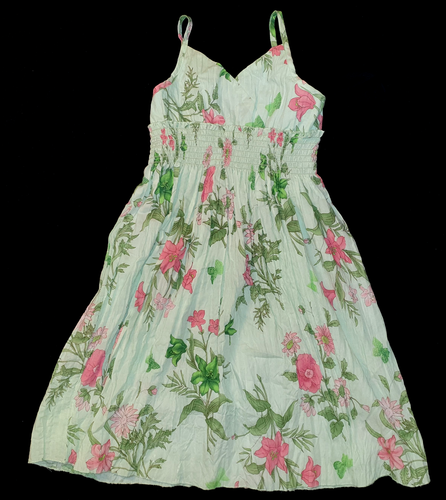 Vestito bambina con toppa zucca verde chiaro a fiori, 7 anni