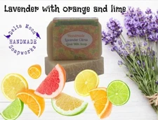 Handmade Lavender Citrus Goat Milk Soap,  Essential oils, + samples, ships fast 