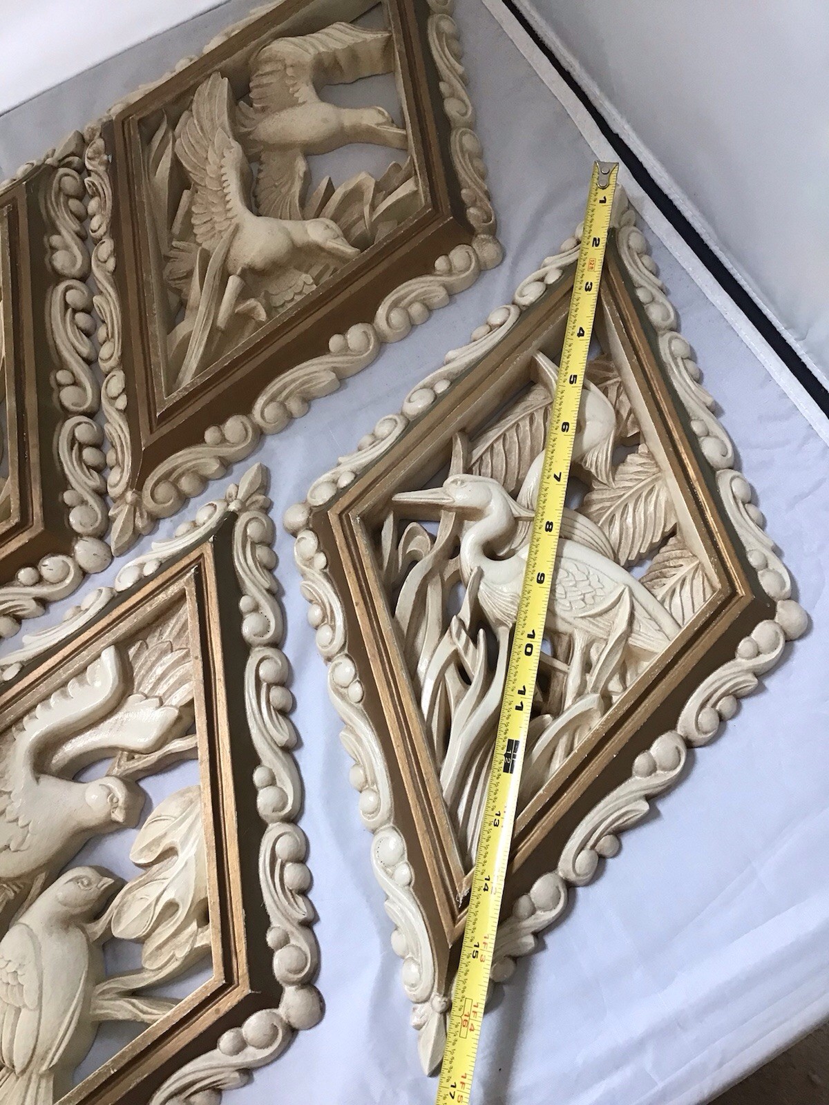 Burwood Bird Wall Hanging Plaque Swan Egret Duck Dove Diamond Homco 1973 Set 521