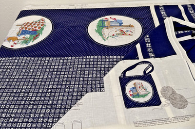 Vintage 80s Cranston Print Works Country Fair Tote Bag 2 sew Cotton Panel
