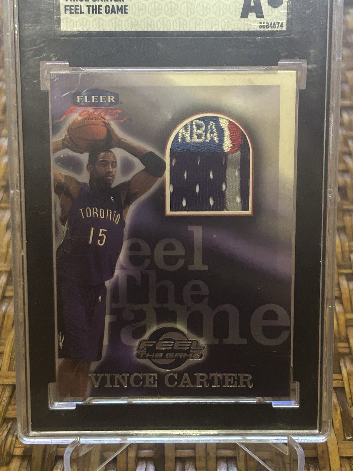 1999-00 Fleet Focus Vince Carter LOGOMAN Feel Of Game Jersey view 2
