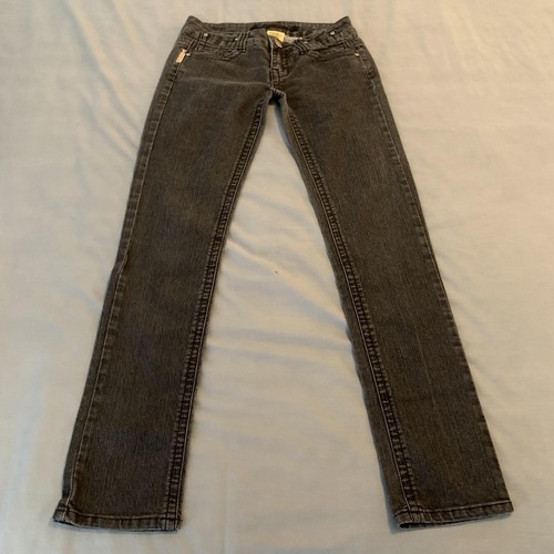 Bubblegum Low Rise Slim Straight Jeans Woman 7/8 Gray Stretch Denim Flap Pockets