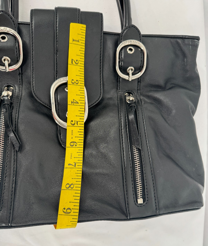 DKNY NY Black Soft Luxury Leather Buckle Flap Tote Satchel Bag Handbag Purse - Picture 3 of 17