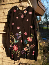 Johnny Was 3X Embroidered Black Dress Worn Once Floral Very Roomy