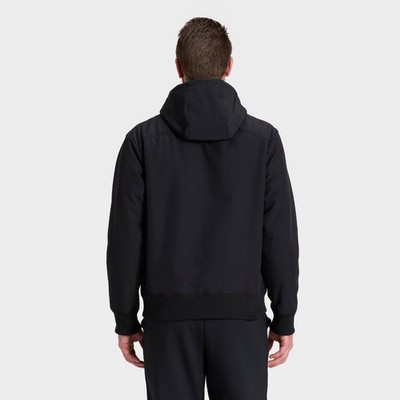All In Motion Men's Soft Shell Fleece Jacket Full Zip Hooded Ribbed Knit