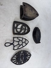 Cast Iron Sad Iron and Trivet Lot Vintage