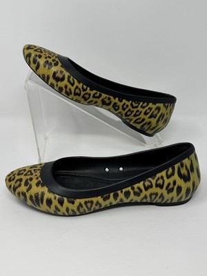 Crocs Lina Ballet Slip On Flats Cheetah Print Black Women's Size 7 - W7