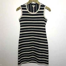 MAX STUDIO M Black/Cream Rope Striped Sleeveless Stretch Dress   sz S