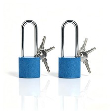 2 Pcs Small Keyed Padlocks, Long Locker Lock, Locks with Keys 32mm, Blue, Com...