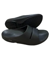Size M8/W10 - Oofos Ooahh Recovery Shoes Black  Comfort Slip On Sandals Slides