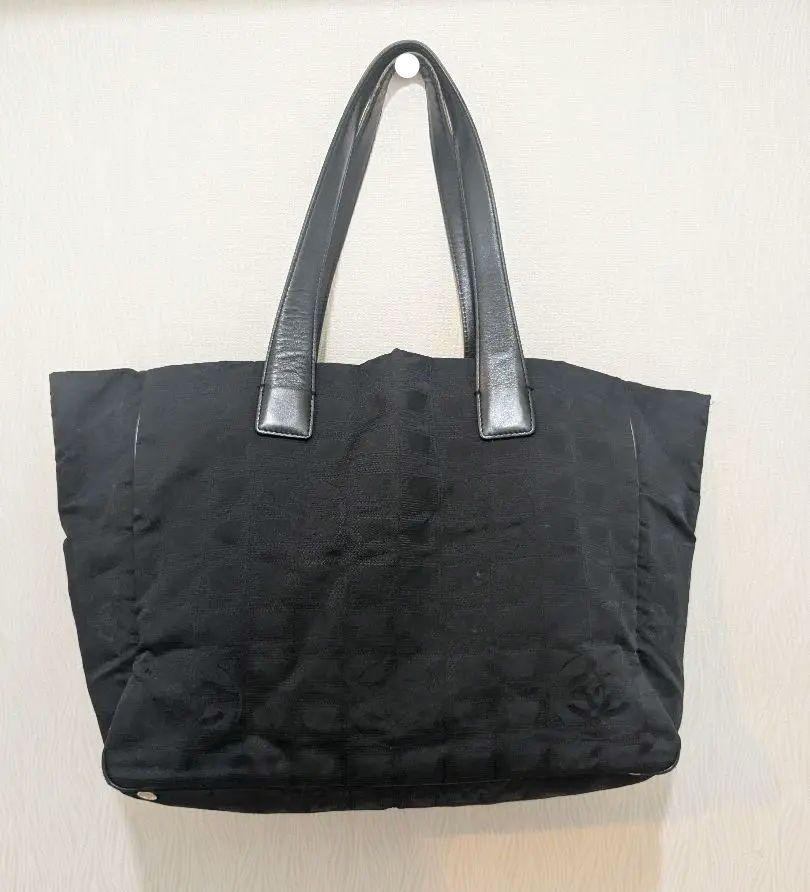 Chanel New Travel Line Tote Bag in Black with Wear Marks - Pre-Owned from Japan